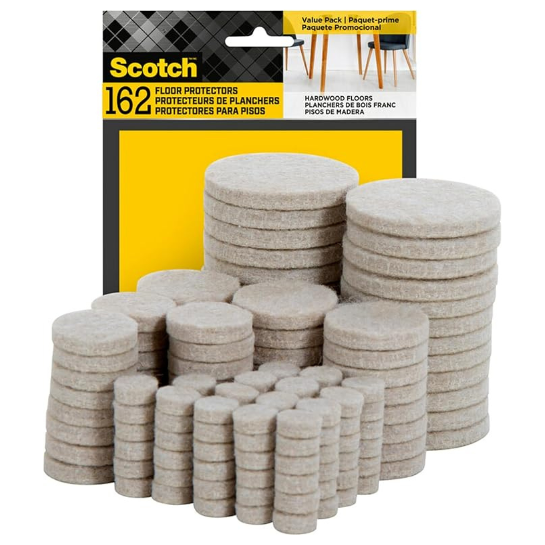 162-Piece Round Scotch Beige Felt Furniture Pads