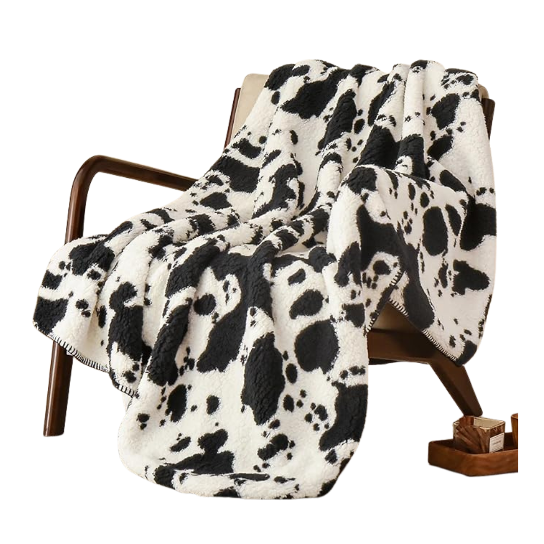 PHF 50x60 Cute Cow Print Sherpa Throw Blanket