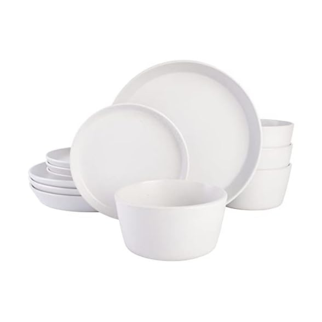 12-Pieces Gibson Soho Lounge Sofia Coupe Stoneware Dinnerware Set
