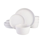 12-Pieces Gibson Soho Lounge Sofia Coupe Stoneware Dinnerware Set