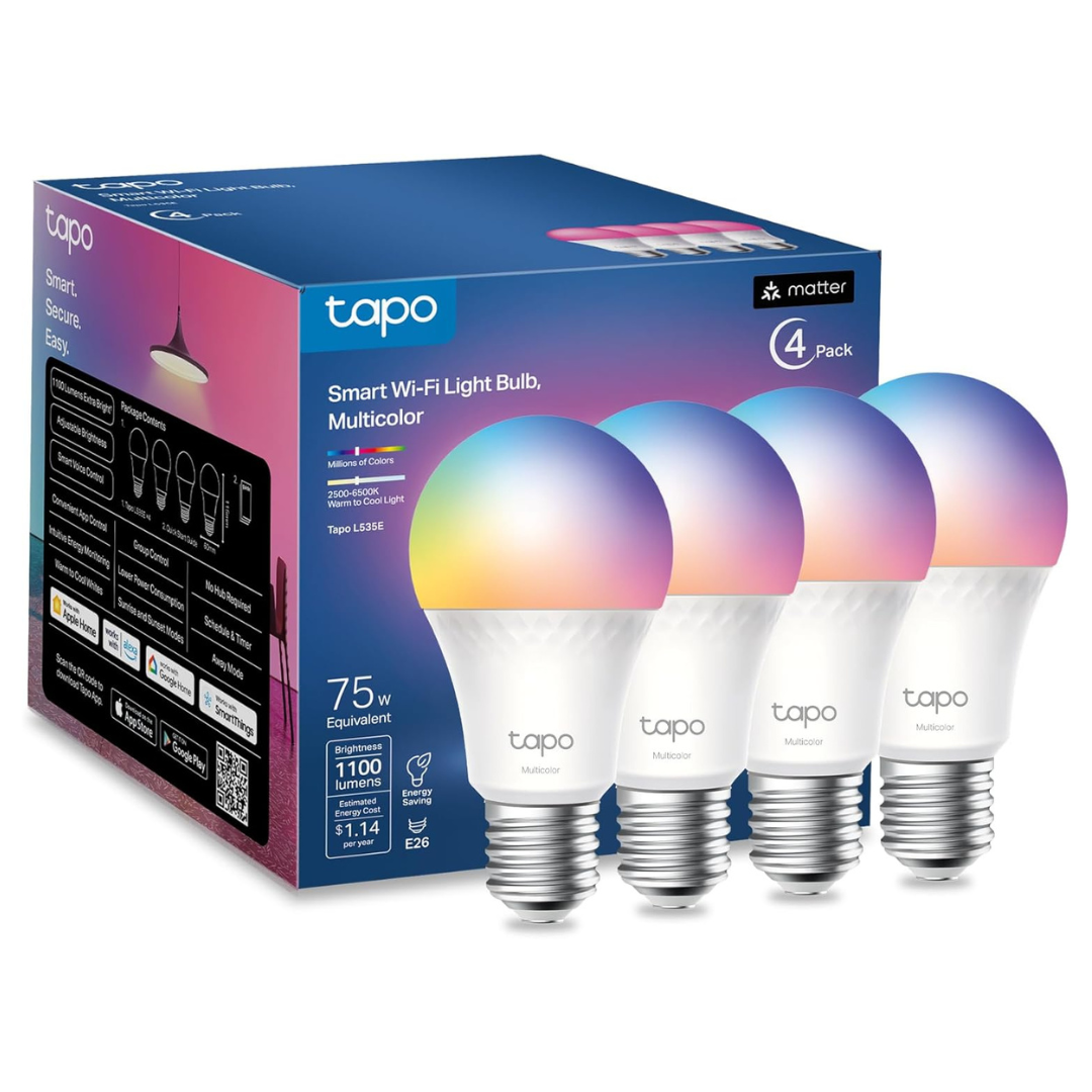4-Pack TP-Link Tapo L535E Smart Wi-Fi Light Matter Bulb