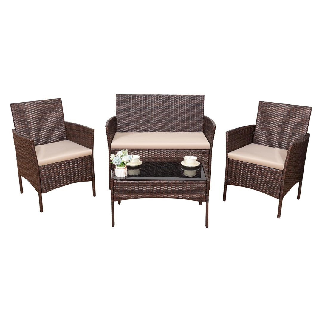 4-Piece Devoko Outdoor PE Rattan Wicker Patio Furniture Set