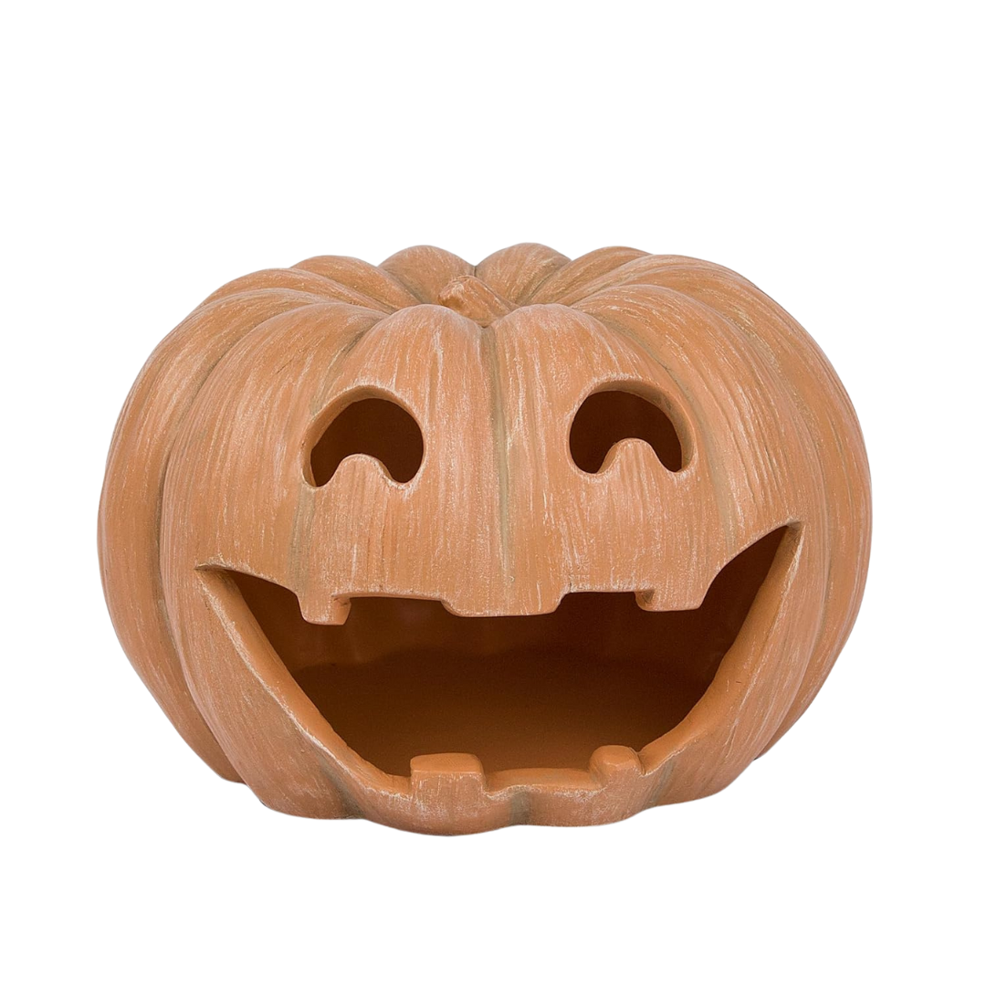 Luminara 10" x 6.75" Jack-o'-Lantern Pumpkin Tealight Holder