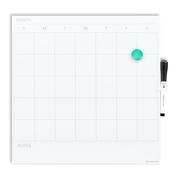 14"x14" Magnetic Dry Erase Calendar Whiteboard with Marker & Magnet