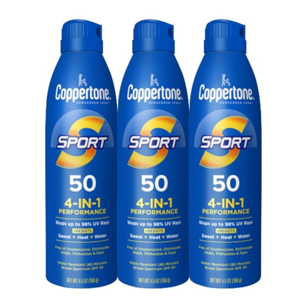 3-Pack 5.5 Oz Coppertone SPORT SPF 50 Sunscreen Spray