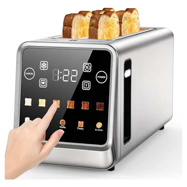 Foyoconven 1800W Stainless Steel Dual Touchscreen 4-Slice Toaster