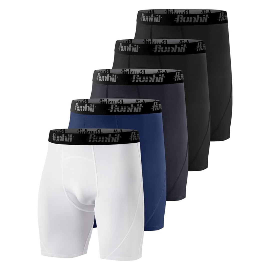 5-Pack Runhit Men's Performance Base Layer Compression Shorts