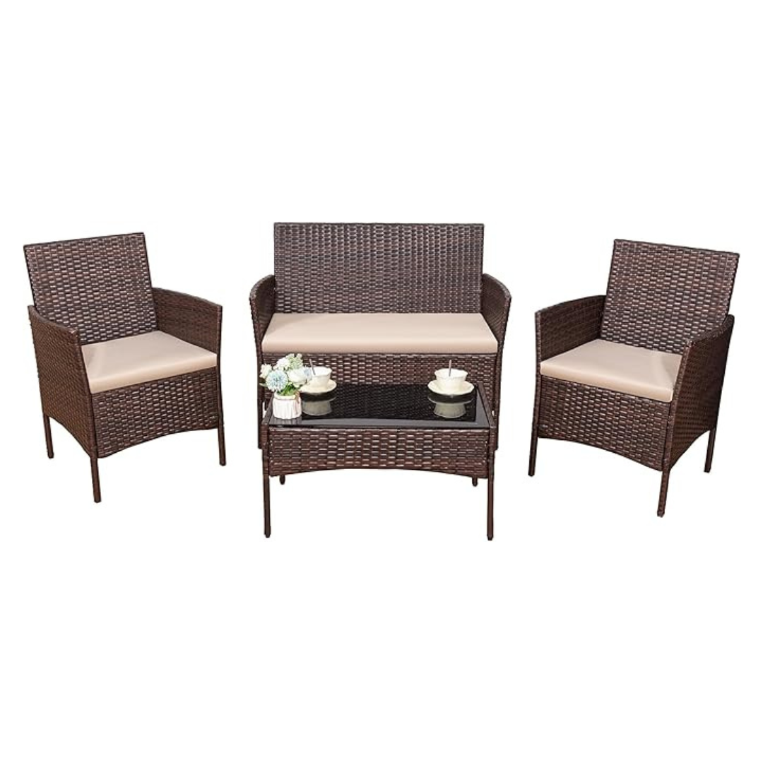 4-Piece Devoko Outdoor PE Rattan Wicker Patio Furniture Set