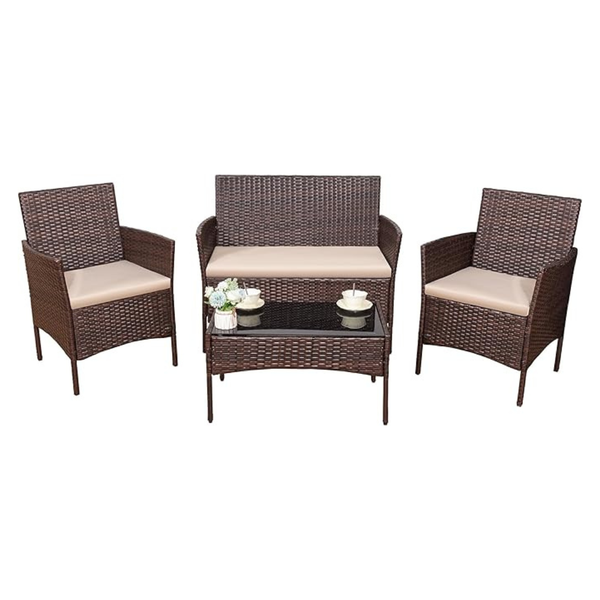 4-Piece Devoko Outdoor PE Rattan Wicker Patio Furniture Set