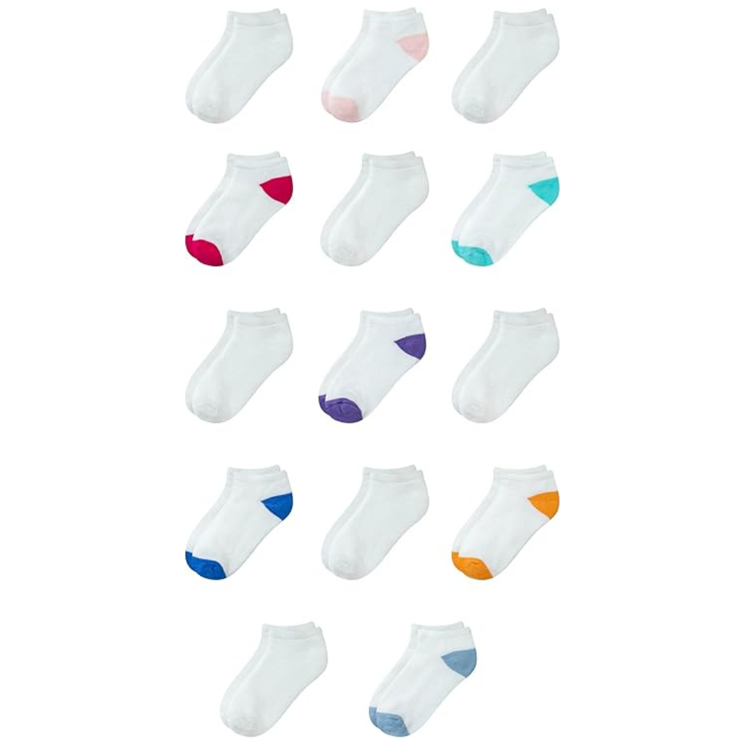 14 Pairs Of Amazon Essentials Unisex-Child Cotton Low Cut Cushioned Socks (Size Small)