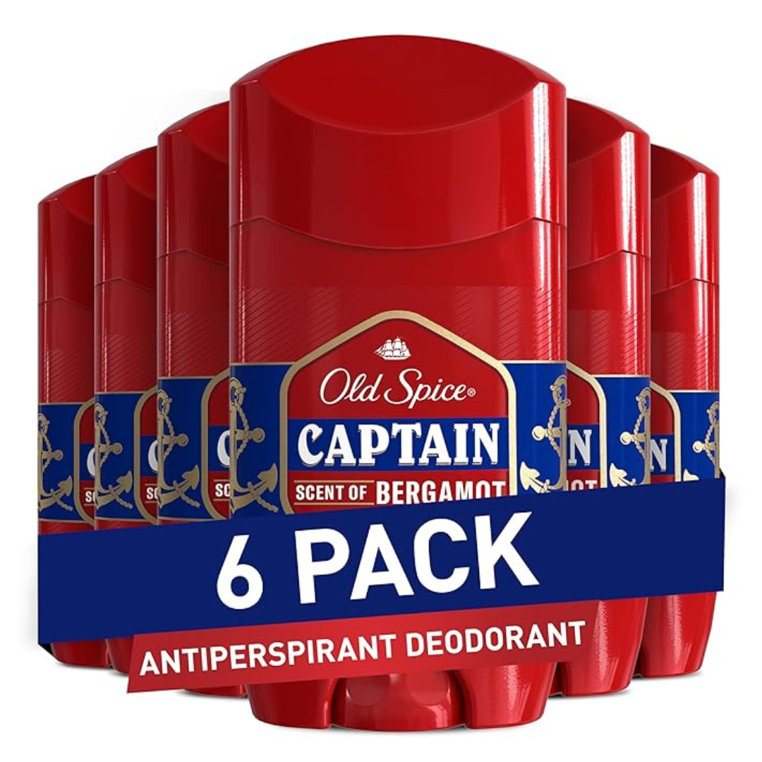 Old Spice Antiperspirant Deodorant For Men, Captain With Bergamot Scent (2.6 Oz, Pack Of 6)