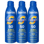 Coppertone Sport Sunscreen Spray SPF 50, Sweat, Heat And Water Resistant Sunblock (5.5 Oz Bottle, Pack Of 3)