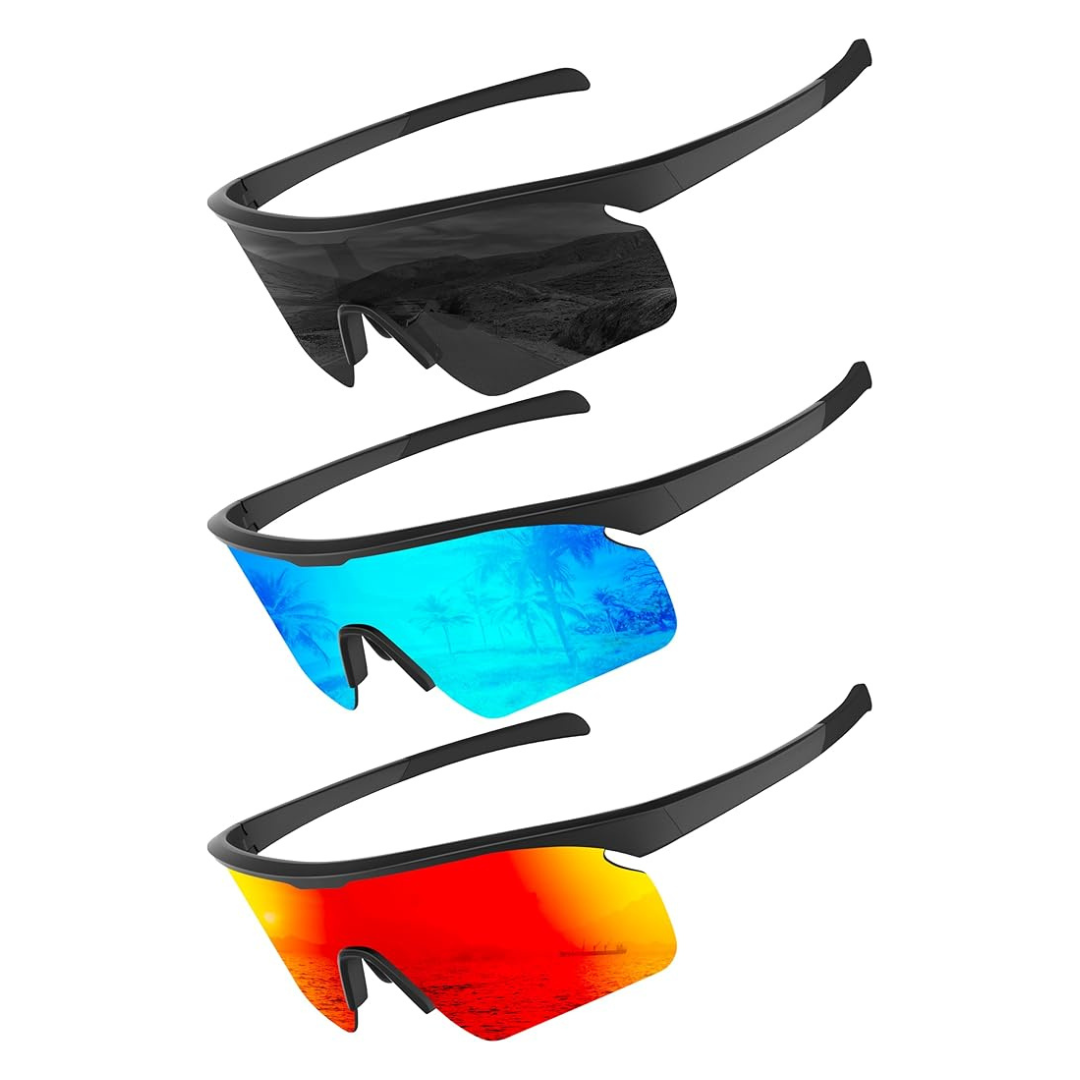 Oukemax 3-Pack Men's Polarized Sport-Sunglasses