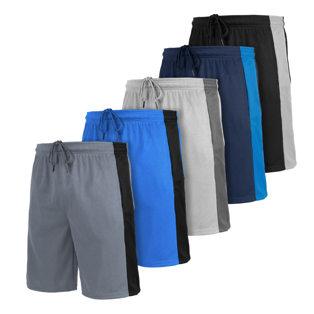 5-Pack Men's Dry-Fit Active Athletic Shorts With Two Side Pockets