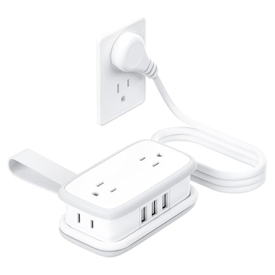 Travel Essentials 4 Outlets 3 USB Power Strip With 4ft Cord