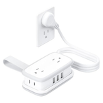 Travel Essentials 4 Outlets 3 USB Power Strip With 4ft Cord