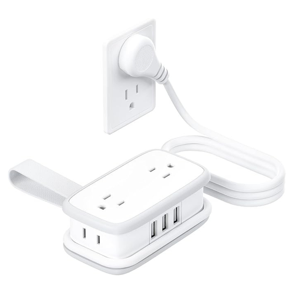 Travel Essentials 4 Outlets 3 USB Power Strip With 4ft Cord