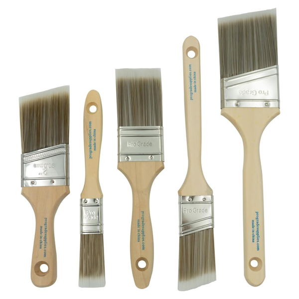 5-Pack Pro-Grade Flat & Angle Paint Brush Set