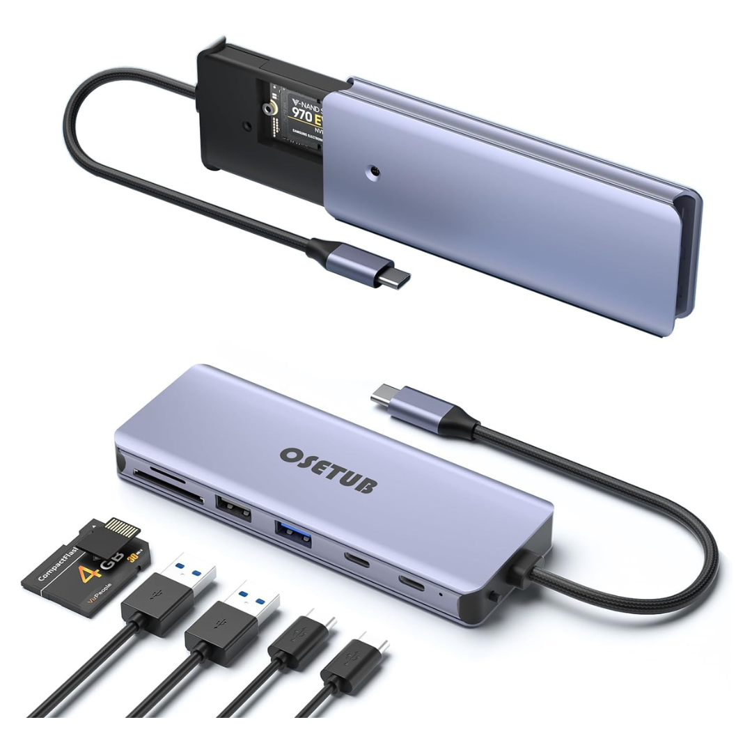 8-in-1 USB-C Hub Adapter With M.2 NVMe/SATA SSD Enclosure