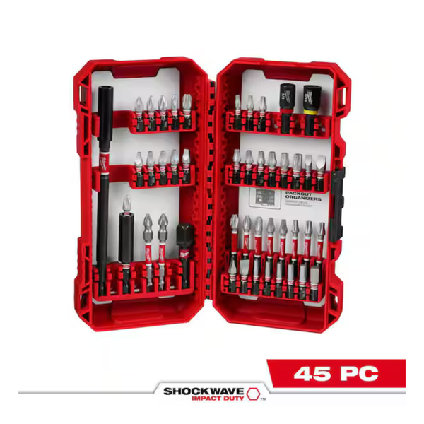 45-Piece Milwaukee Shockwave Impact Duty Alloy Steel Screw Driver Bit Set
