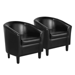 2-Pack Barrel Club Armchairs Faux PU Leather Accent Chairs