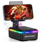 JTEMAN Cell Phone Stand with Bluetooth Speaker, LED Light & Lanyard