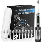 Seapeoa Sonic Electric Toothbrush with 10 Brush Heads (Black)