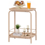 2-Tier Small Side End Table with Tray Storage