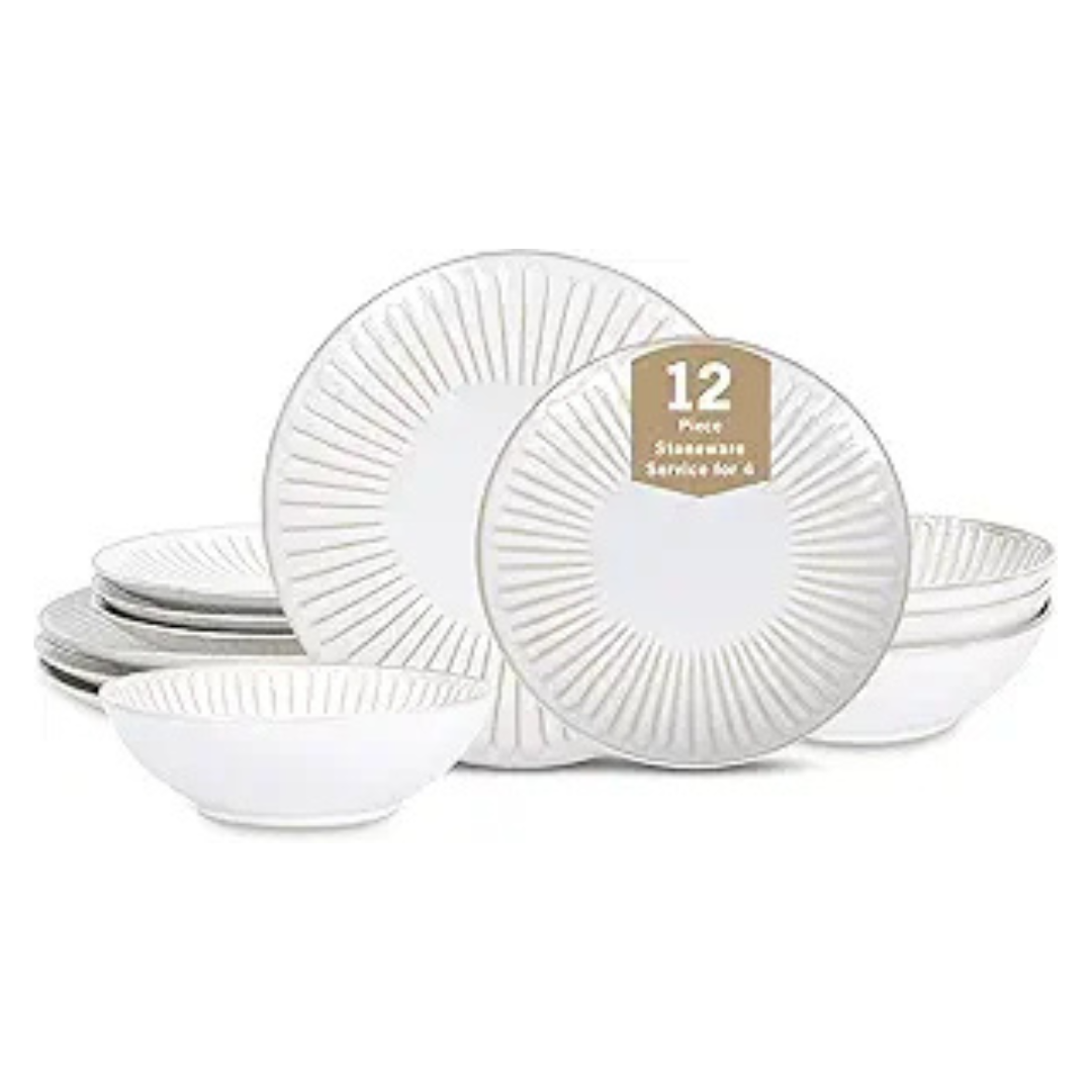 Stone Lain Linea 12-Piece Stoneware Dinnerware Set
