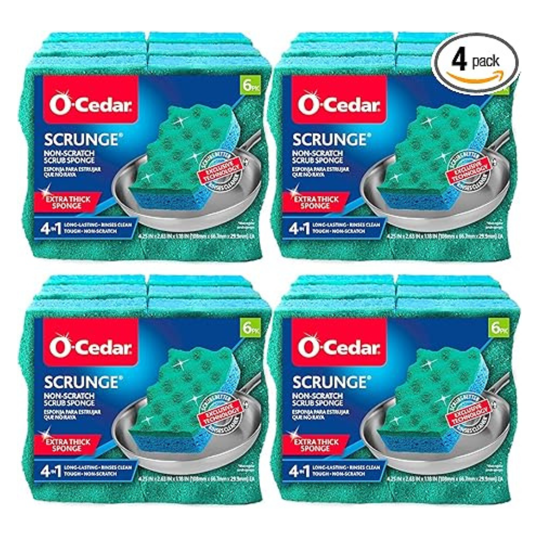 O-Cedar Multi-Use Scrunge Scrub Sponge (6 Count, Pack Of 4, 24 Total)