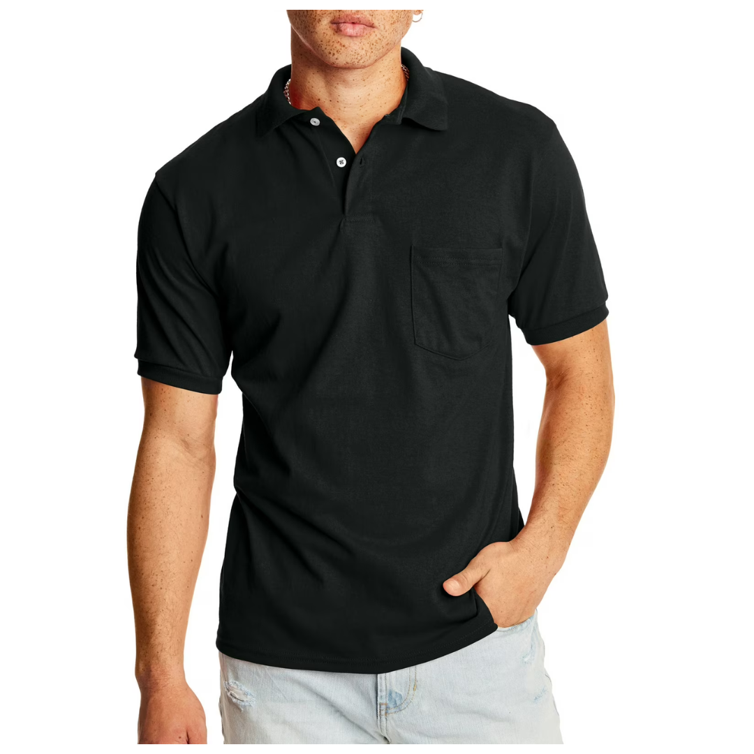 2-Pack Hanes Men's Short-Sleeve Jersey Pocket Polo Shirts