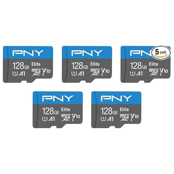 5-Pack PNY Elite 128GB UHS-I / Class 10 MicroSDXC Memory Card