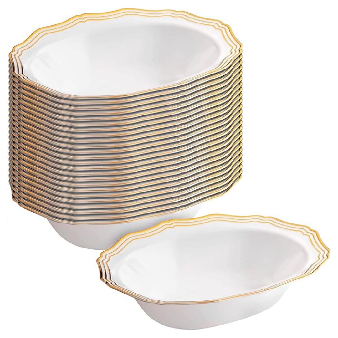 25-Pack DecorLine Aristocrat Medium Plastic Serving Bowl