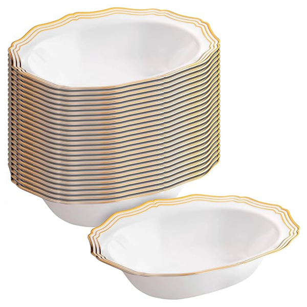 25-Pack DecorLine Aristocrat Medium Plastic Serving Bowl
