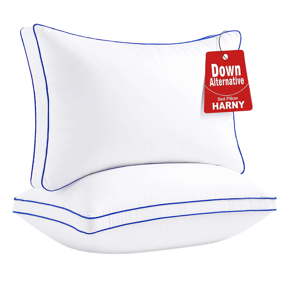 Set Of 2 Harny Queen Size Plush Soft Supportive Bed Pillows