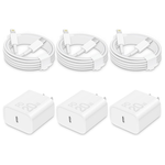 3-Pack 20W USB-C Wall Charger Cube With 6ft Cables