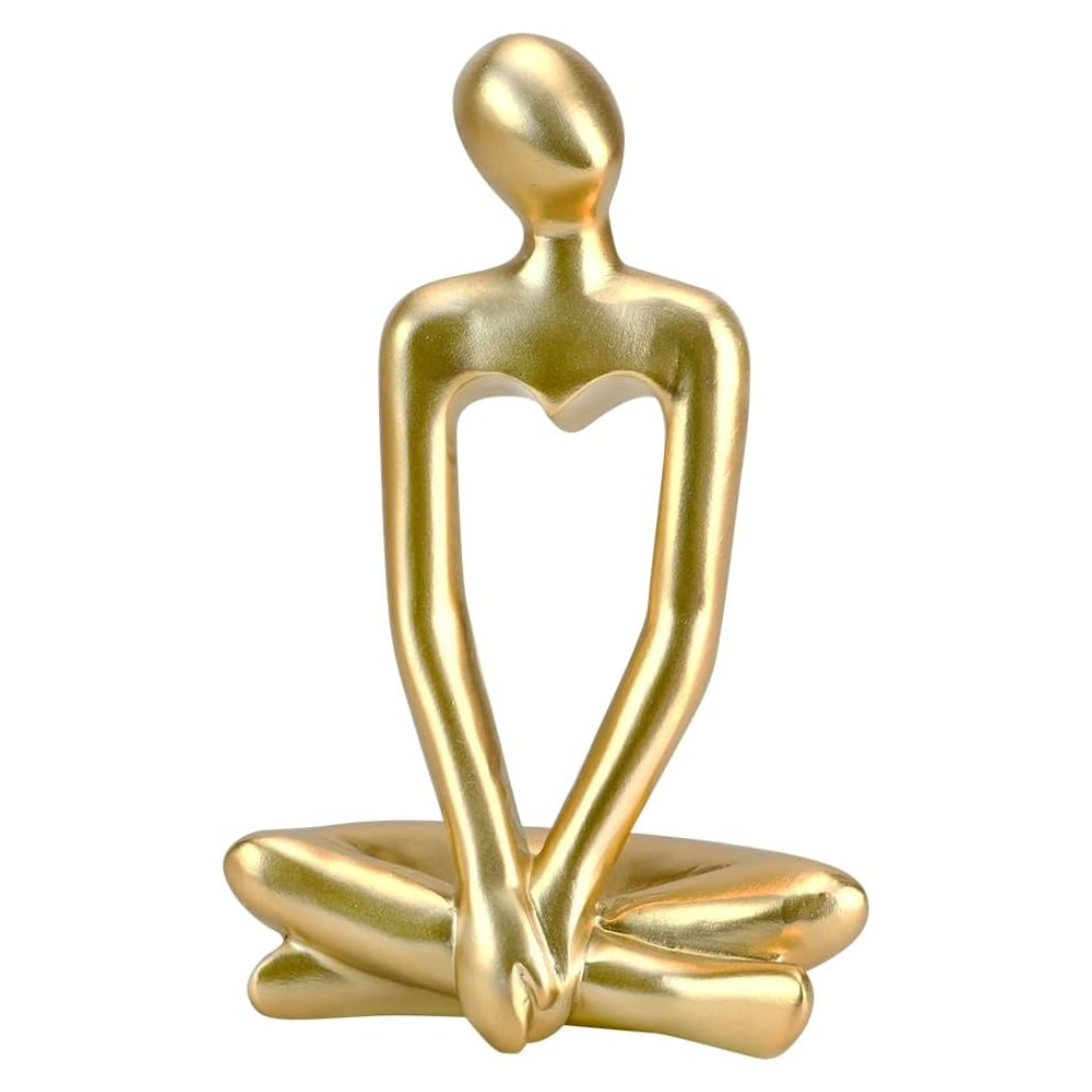 Thinker Statue Abstract Art Sculpture Gold Decor