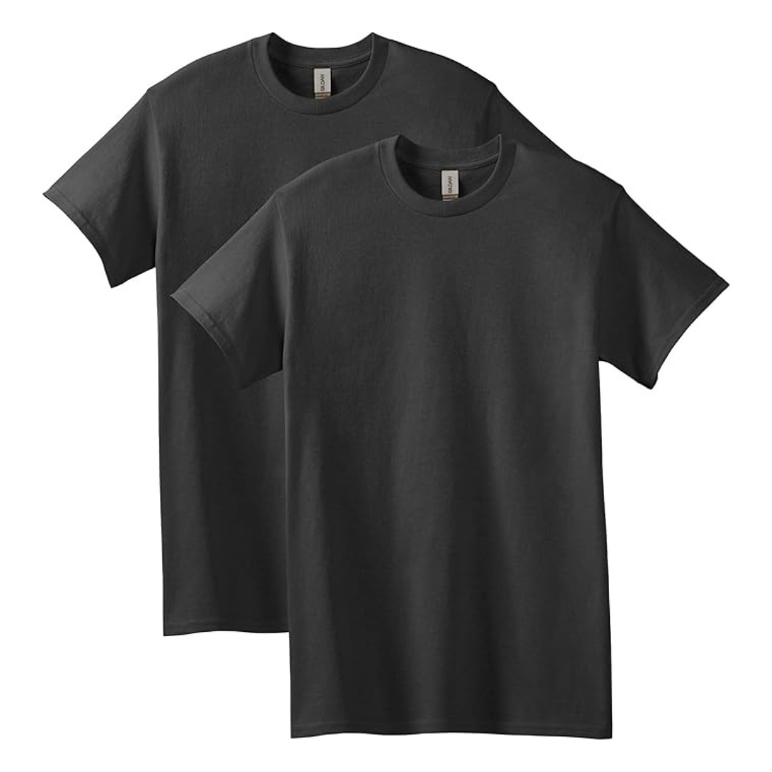 2-Pack Gildan Men's Heavy Cotton T-Shirt (Black, Various Sizes)
