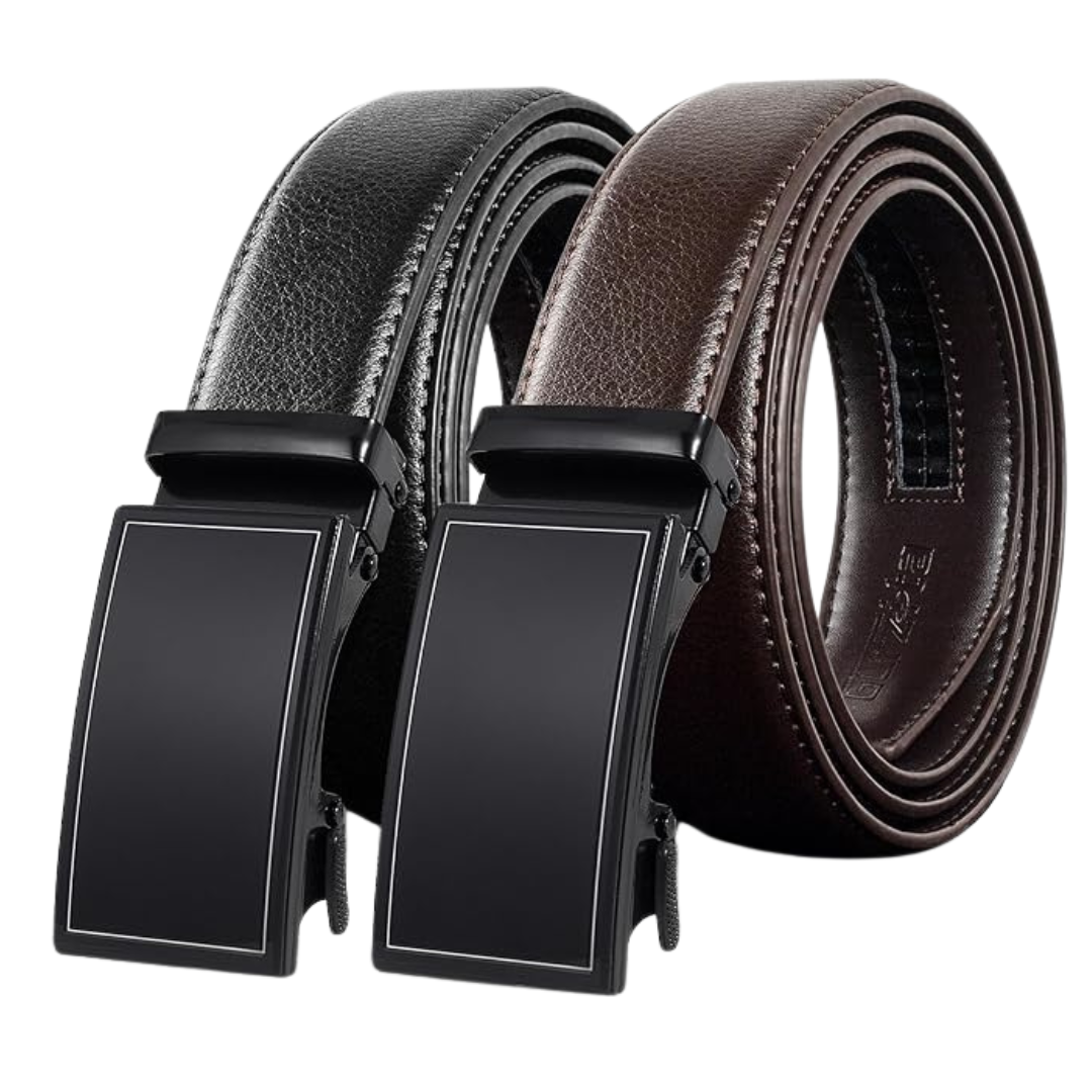 2-Pack Men's Leather Ratchet Adjustable Belts