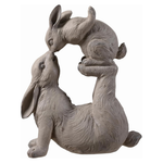 Mom & Baby Rabbits Garden Statue Bunny Yard Decor
