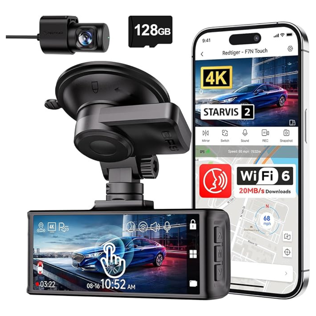 Redtiger 4K Touchscreen Front and Rear Dash Camera