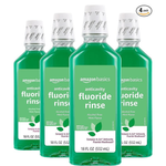4-Pack 18oz Amazon Basics Alcohol Free Fluoride Rinse (Mint)