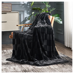 50" x 60" Cozy Bliss Checkered Faux Rabbit Fur Throw Plush Blanket