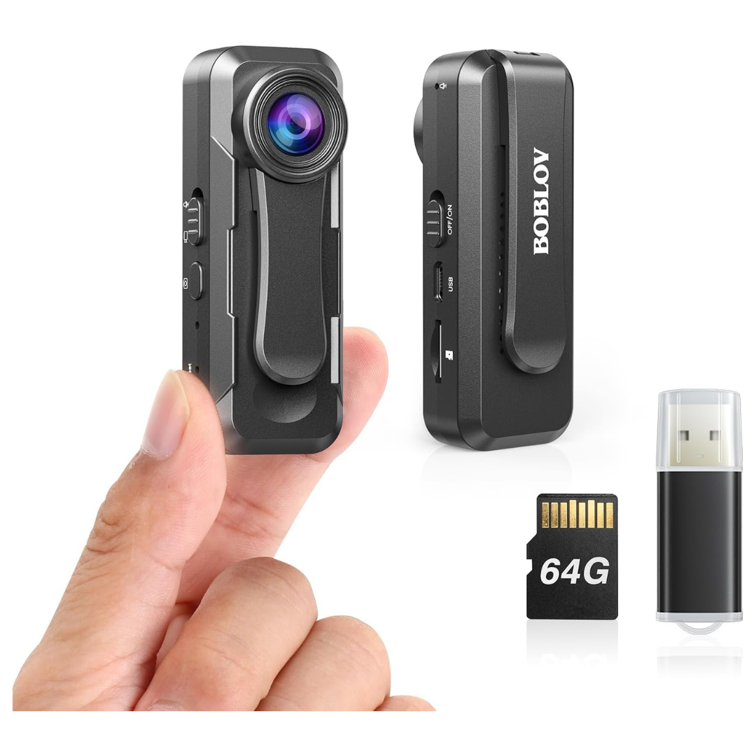 Boblov W1 64GB HD 1080P Body Camera With 2 Clips