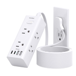 One Beat 10ft 6-Outlet Flat Plug Power Strip Extension Cord W/ 3-USB Ports