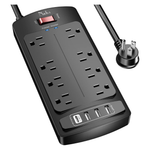 Nuetsa 6ft 8-Outlets Surge Protector Power Strip With 4-USB Ports