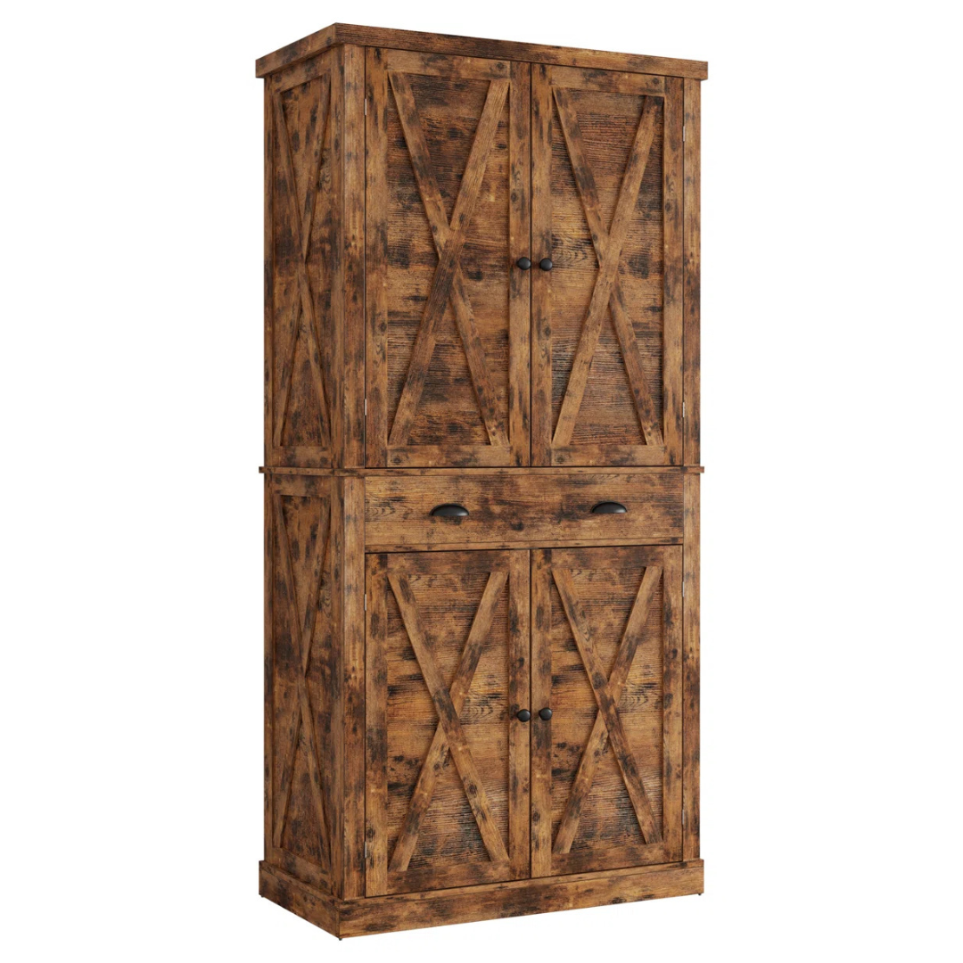 Dundonald 72.6" Tall Kitchen Pantry With 4 Adjustable Shelves (4-Colors)