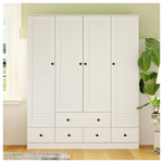4-Door Wood 6-Drawer Armoire