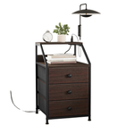 Travison 3-Drawer 2-Tier Open Shelf Night Stand W/ Outlets & USB Ports