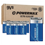 8-Count Powermax Ultra Long Lasting 9V Alkaline Batteries